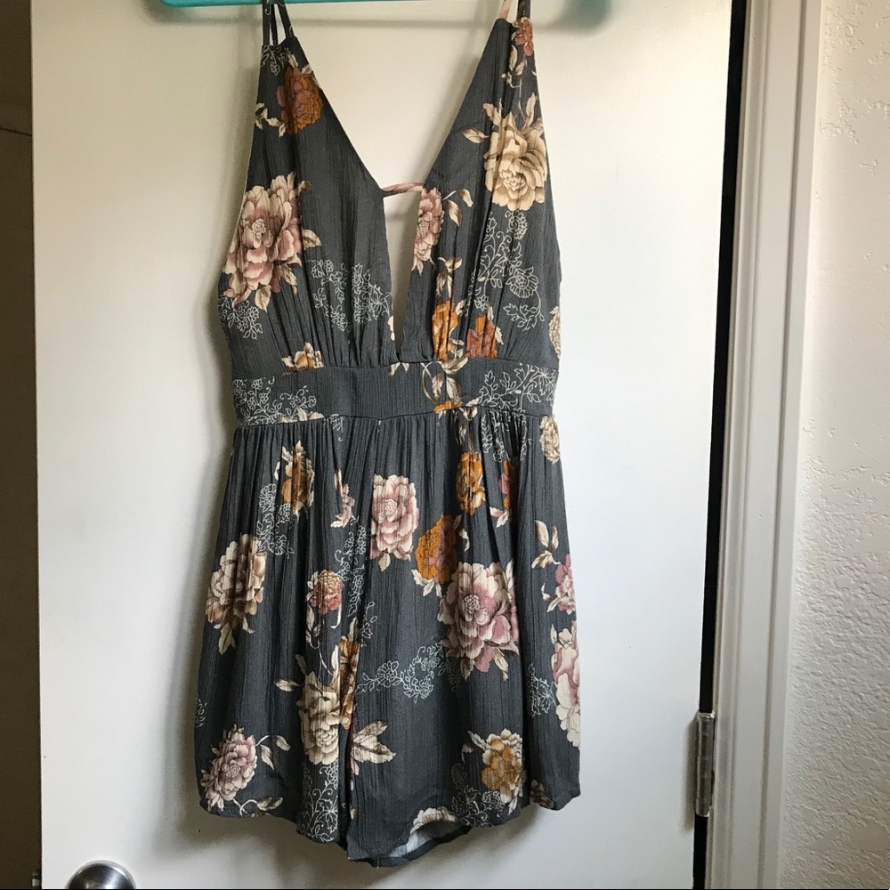 Open Back Floral Strappy Short Romper